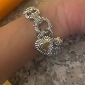 Judith ripka jewery heart  bracelet real silver real stone. Real authentic